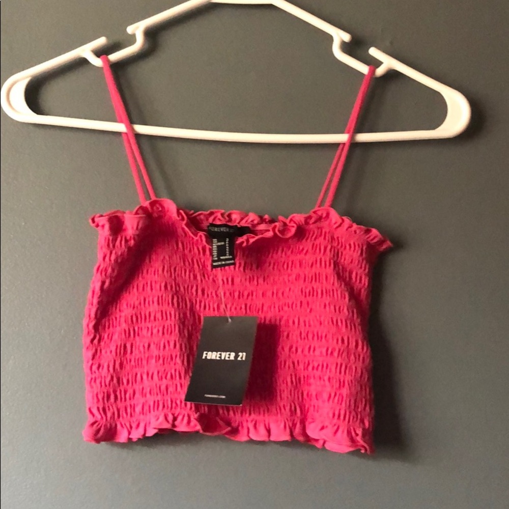 Hot pink crinkled crop top